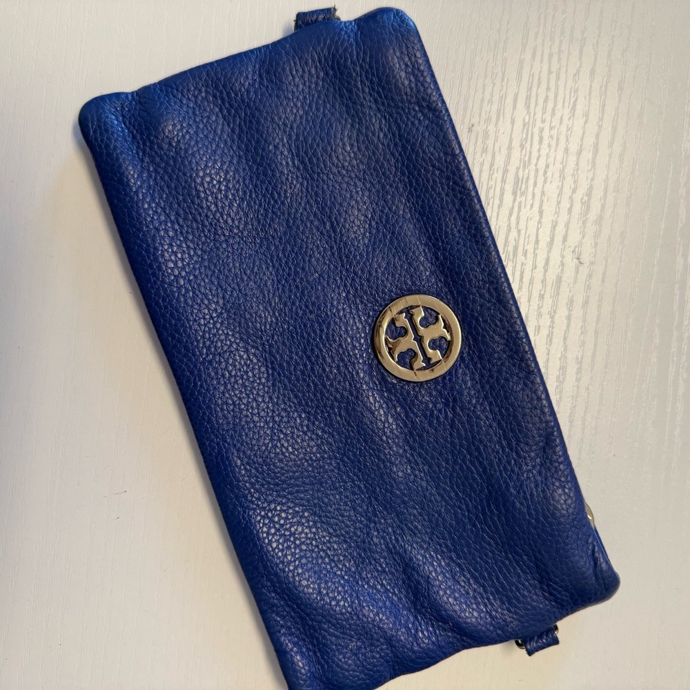 Tory Burch Pebble Leather Clutch Wallet Purse Wristlet